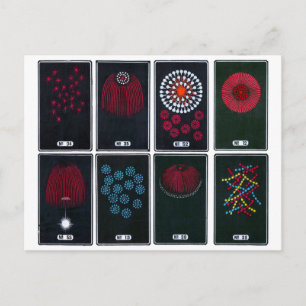 Cartão Postal Desenhos Gráficos de Fogos de Artifício Japoneses 