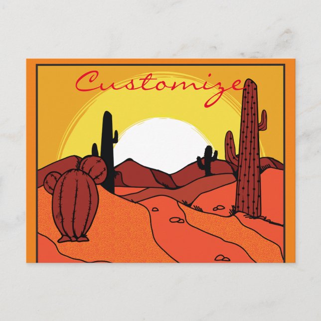 Cartão Postal Desert Cactus Sunset Thunder_Cove (Frente)