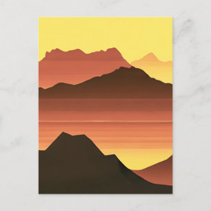 Cartão Postal Desert Mountain Sunset Orange and Brown