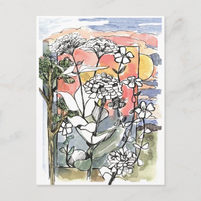 Cartão Postal Deserto do Jardim de Verão de Outono (Frente)