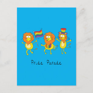 Cartão Postal Desfile do Orgulho Gay Leões LGBTQ Grandes Felinos