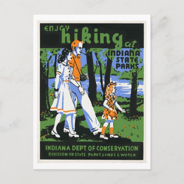 Cartão Postal Desfrute de caminhada no Indiana State Parks Vinta (Frente)
