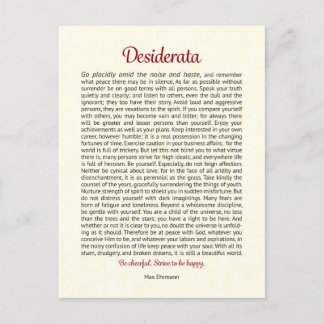 Cartão Postal Desiderata | Arte Mini Desiderata