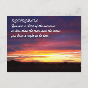 Cartão Postal DESIDERATA do pôr do sol
