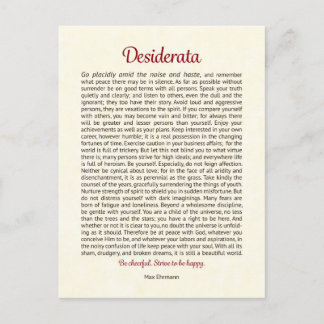 Cartão Postal Desiderata Postcard | Desiderata Mini Art