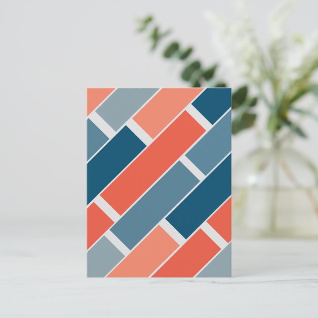 Cartão Postal Design abstrato de blocos geométricos (Em pé/Frente)