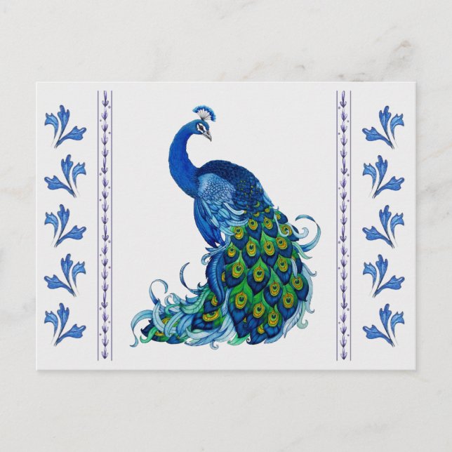 Cartão Postal Design Clássico de Peacock (Frente)
