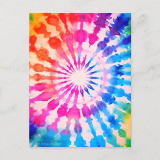 Cartão Postal Design Colorido Ousado Hippie Groovy Tie Dye