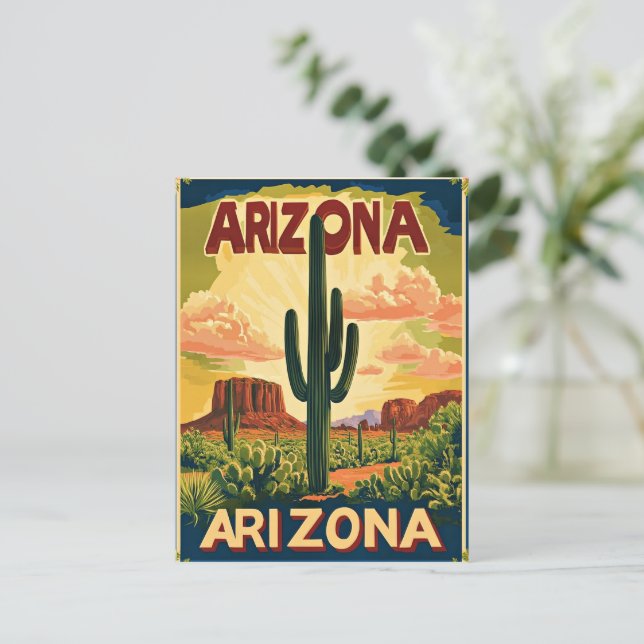 Cartão Postal Design da Viagens vintage arizona (Em pé/Frente)