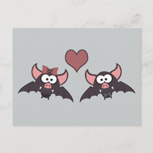 Cartão Postal Design de Amor Bat Cute (Frente)