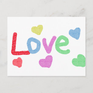 Cartão Postal Design de Amor Bonito com Corações