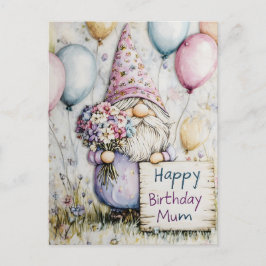 Cartão Postal Design de aniversário de gnomo fofo para a mamãe