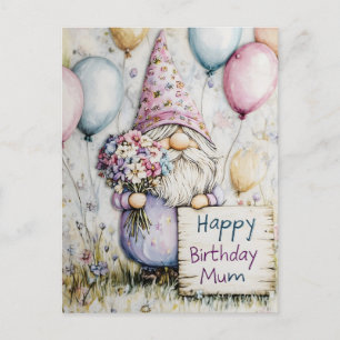 Cartão Postal Design de aniversário de gnomo fofo para a mamãe