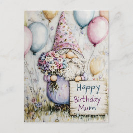 Cartão Postal Design de aniversário de gnomo fofo para a mamãe