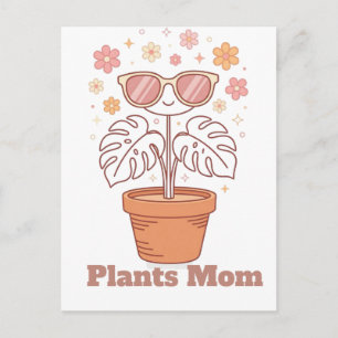 Cartão Postal Design de Arte de Linha Retro Minimalista Mãe de P