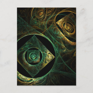 Cartão Postal Design de Arte Fractal Abstrata com Vibrações Mági