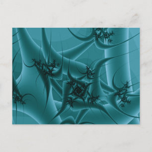 Cartão Postal Design de Arte Fractal e Azul Turquesa.