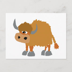 Cartão Postal Design de Arte Primitiva de Yak Engraçado
