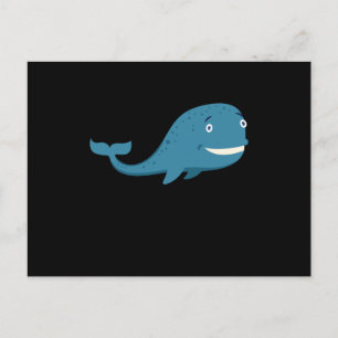 Cartão Postal Design de baleia, peixe baleia engraçado, presente