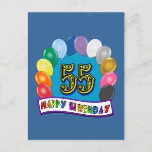 Cartão Postal design de Balões de 55.o aniversário