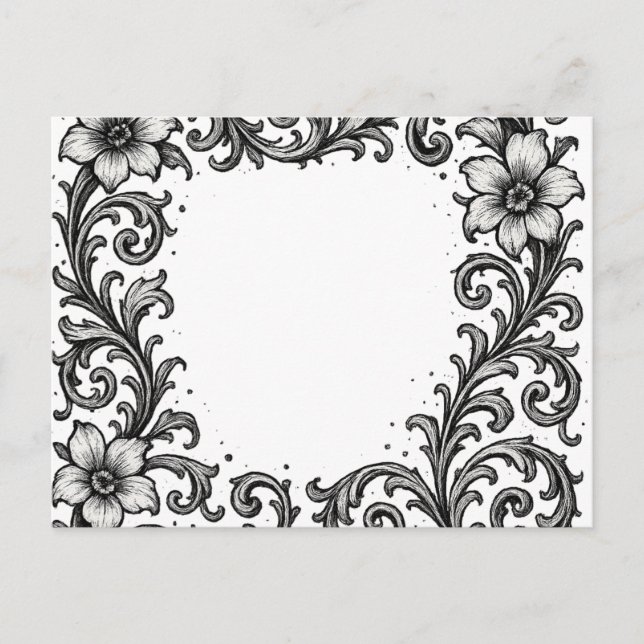 Cartão Postal Design de borda flexível de tinta preta elegante (Frente)