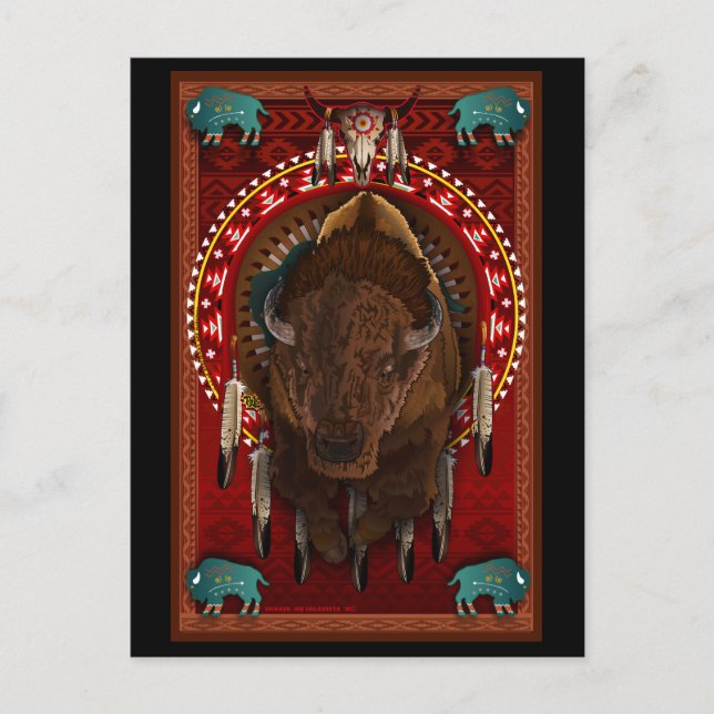 Cartão Postal Design de Buffalo Americano Nativo (Frente)