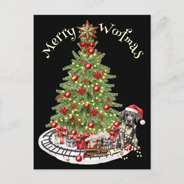 Cartão Postal Design de Cachorro de Woofmas feliz - Grande Dane (Frente)