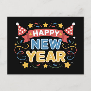 Cartão Postal Design de Celebração de Ano Novo Feliz