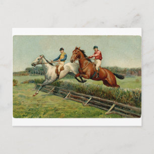 Cartão Postal design de colheita de cavalos