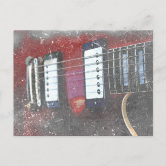 Cartão Postal design de cordas de violão vermelho bridge grunge