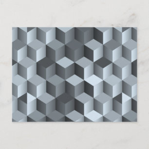 Cartão Postal Design de Cubo 3D Monocromático