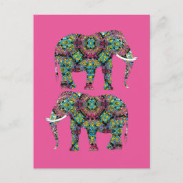Cartão Postal Design de Elefante Indiano Decorado do ornamentado
