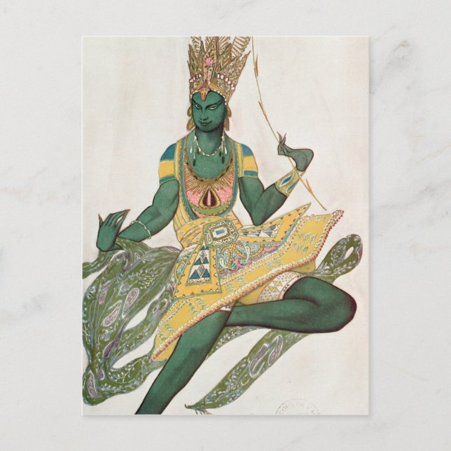 Cartão Postal Design de fantasia para Nijinsky como o 'Deus Azul (Frente)