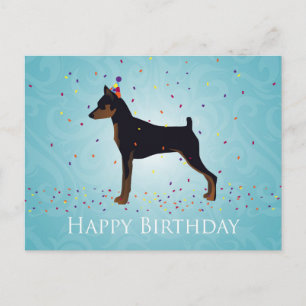 Cartão Postal Design de Feliz Aniversário de Miniatura Pinscher