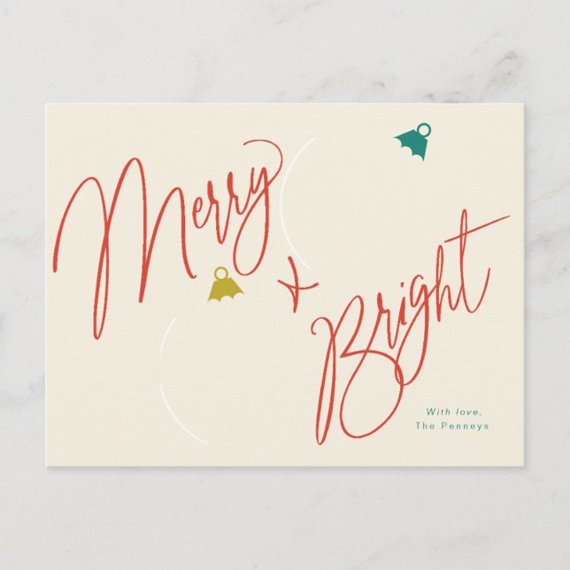 Cartão Postal design de felizes e ornamentos de fotos (Frente)