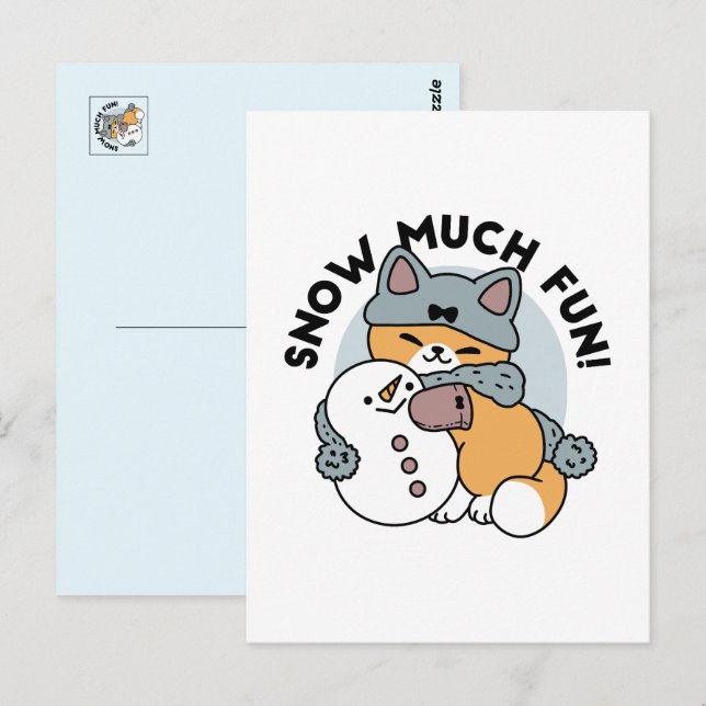 Cartão Postal Design de Feriado de Inverno de Gato Muito Diverti (Frente/Verso)