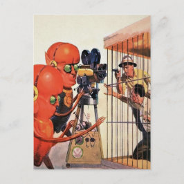 Cartão Postal Design de Ficção Científica Zoológico Alien Vintag