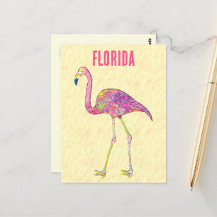 Cartão Postal Design de Flamingo em Mosaico Caprichoso