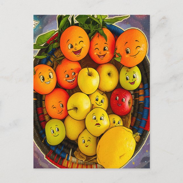 CARTÃO POSTAL DESIGN DE FRUTA ENGRAÇADO  (Frente)