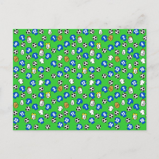 Cartão Postal Design de futebol com camisas azuis (Frente)