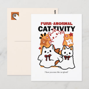 Cartão Postal Design de gato de Halloween fofo Atividade de gato