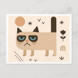 Cartão Postal Design de Gato Engraçado, Escandinavo Minimalista