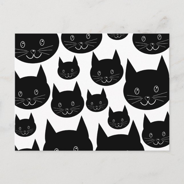 Cartão Postal Design de Gato Monocromático. (Frente)