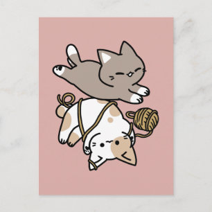 Cartão Postal Design de Gatos Fofos e Divertidos – Arte Divertid