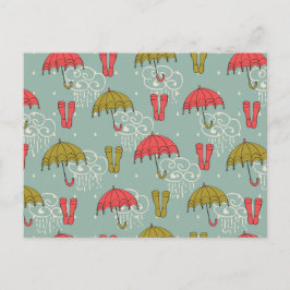 Cartão Postal Design de Guarda-Chuva para Estação Chuvosa