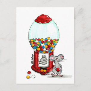 Cartão Postal Design de Gumball com um rato fofo