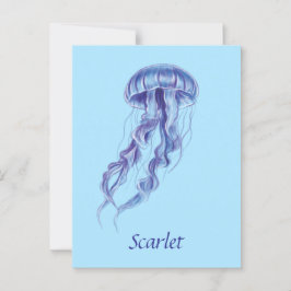Cartão Postal Design de ilustração da medusa roxa personalizada