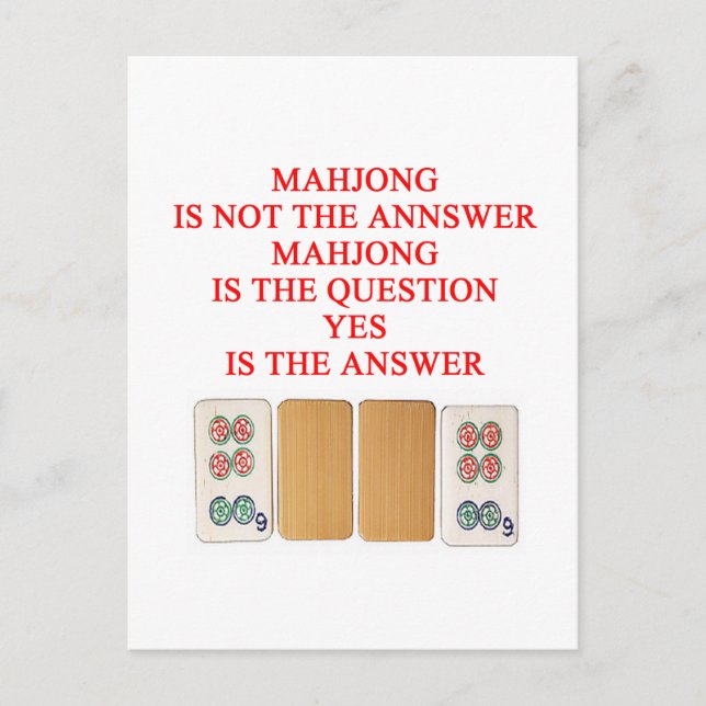 Cartão Postal design de jogador de mahjong (Frente)