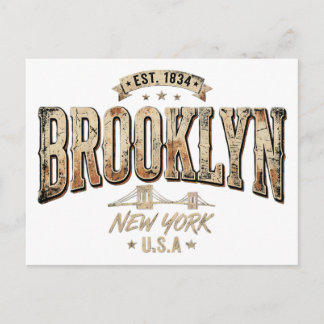 Cartão Postal Design de Letra Dourada Ornamentada do Brooklyn No