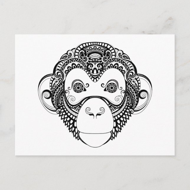 Cartão Postal Design de macaco inspirado (Frente)